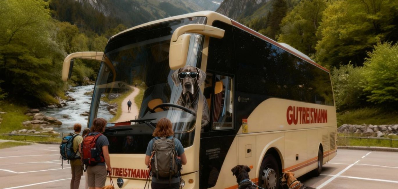 Busreisen mit Hund Dogge am Steuer, das wird teuer © GUTREISTMANN