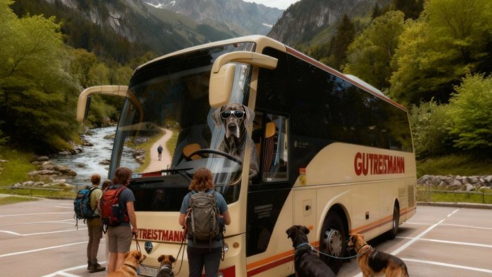 Busreisen mit Hund Dogge am Steuer, das wird teuer © GUTREISTMANN